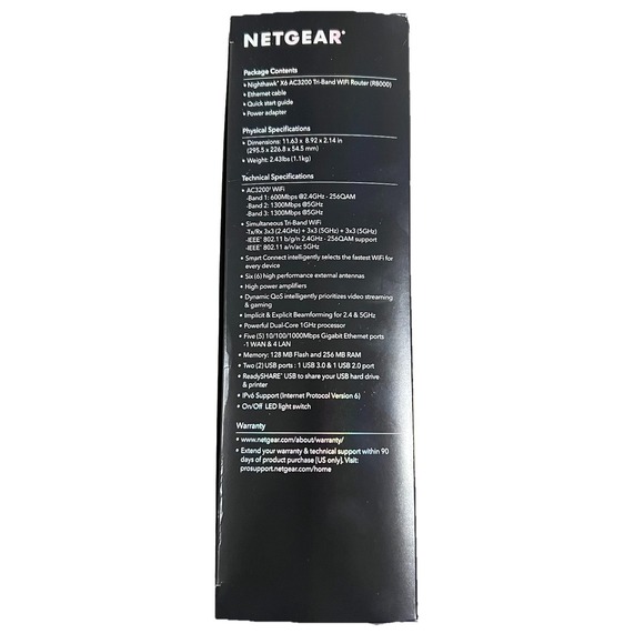NETGEAR R8000 3200 Mbps 5 Port 3200 Mbps Tri-Band Wireless Router (R8000-100NAS) - Picture 6 of 10